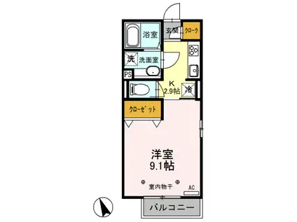 ローズハイツ(1K/2階)の間取り写真