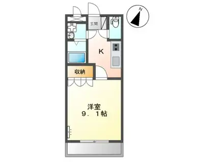 グローリアス・キャッスルⅠ(1K/1階)の間取り写真