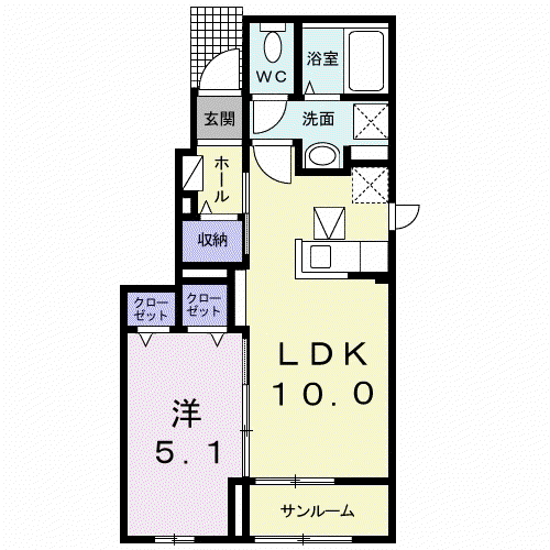 トーサムポロⅠ(1LDK/1階)の間取り写真