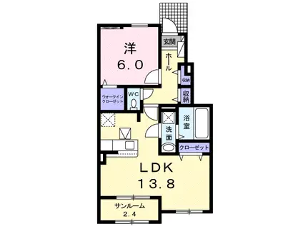 ラ エストレーヤ B(1LDK/1階)の間取り写真