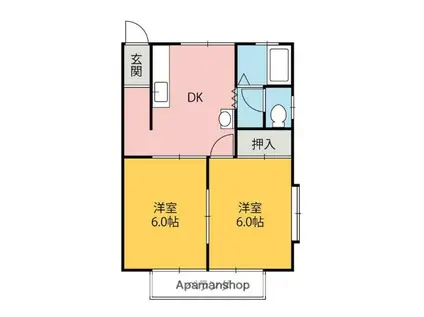 どれみハイツB(2DK/2階)の間取り写真