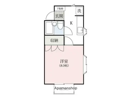 シティハイツ上泉町Ⅱ(1K/2階)の間取り写真