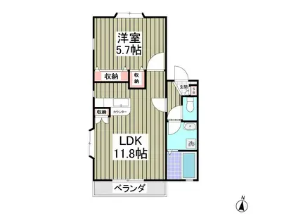 サンパティーク(1LDK/1階)の間取り写真