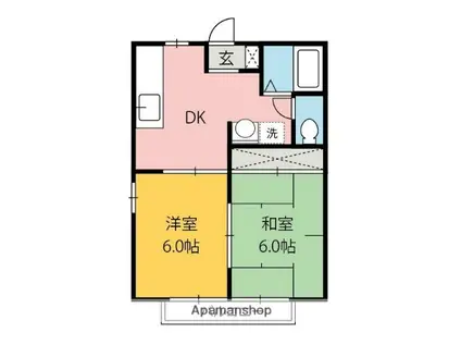 コンフォート上里13番館(2DK/2階)の間取り写真