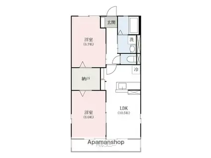 カトリエーム(2LDK/3階)の間取り写真