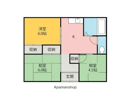 両毛線 小俣駅(栃木) 徒歩43分 1階建 築36年(3DK)の間取り写真