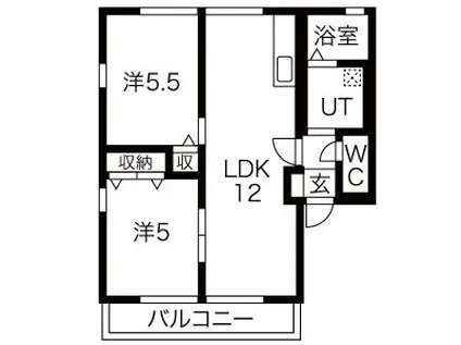 ハイツこぐれII(2LDK/2階)の間取り写真