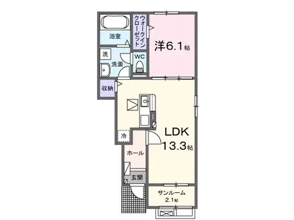 ローレル カルム(1LDK/1階)の間取り写真