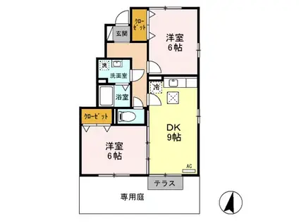 ロイヤルガーデン連取 A/B/C/D/E(2DK/1階)の間取り写真
