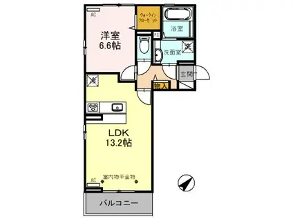 カルデア(1LDK/2階)の間取り写真