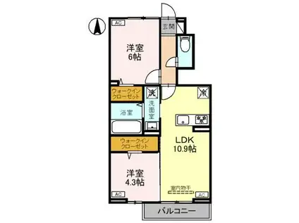 ウィステリア C(2LDK/1階)の間取り写真