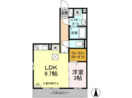 ETERNA東本町Ⅱ(1LDK/1階)の間取り写真