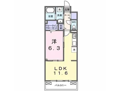 クラール 今泉(1LDK/3階)の間取り写真