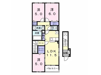 パーチェ(3LDK/2階)の間取り写真