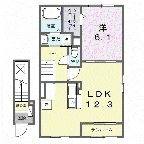 ウエスト.ゲート Ⅰ(1LDK/2階)の間取り写真