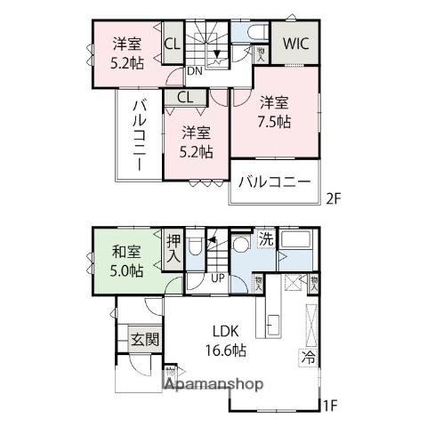 両毛線 国定駅 徒歩45分 2階建 新築(4LDK)の間取り写真