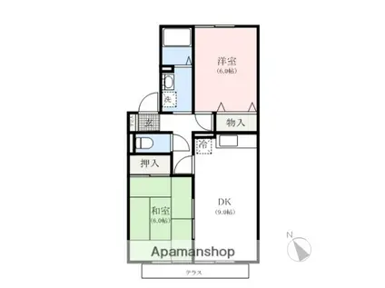 セジュール石原B(2DK/2階)の間取り写真