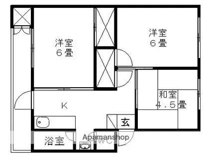 植原マンション(3DK/3階)の間取り写真