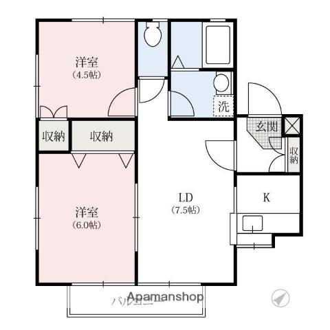 めぐみハイツC(2LDK/2階)の間取り写真