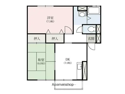 シャルマンB(2DK/1階)の間取り写真