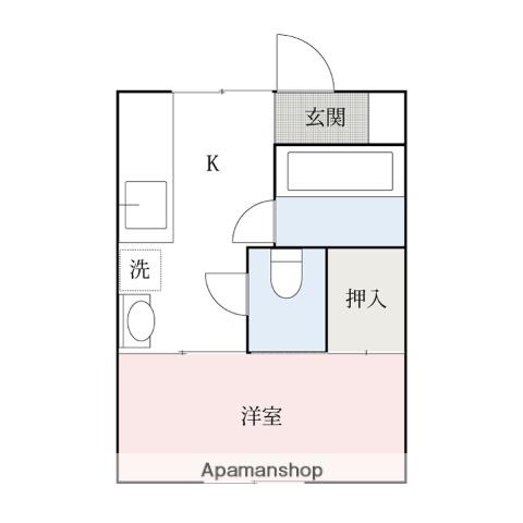 サンフィールド玉村Ⅰ(1K/2階)の間取り写真