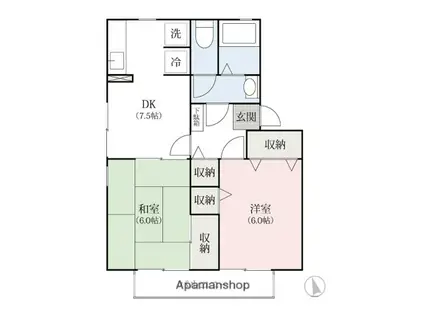 アルエート中居B棟(2DK/1階)の間取り写真
