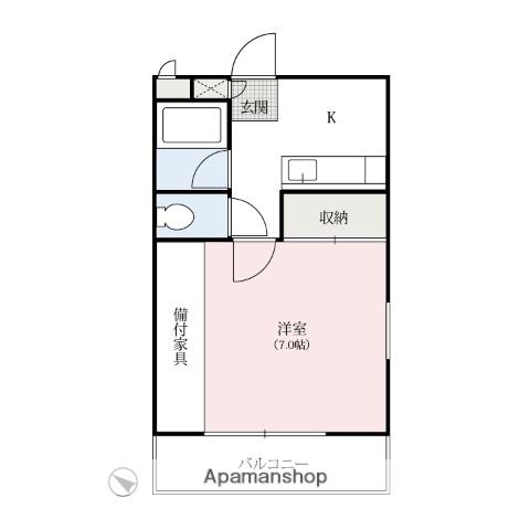 アシエヒルズ(1K/2階)の間取り写真
