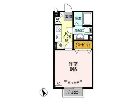 ヴィクトワール(1K/2階)の間取り写真