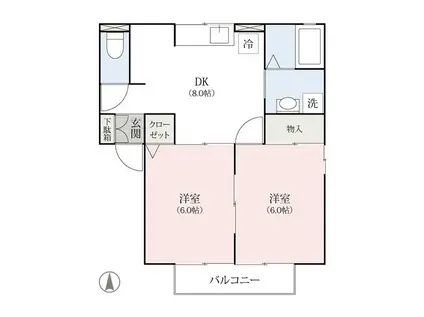 メゾンド21(2DK/2階)の間取り写真