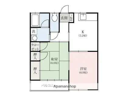 ヴィレッジフクダ(2K/2階)の間取り写真