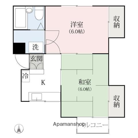 そうわハイツ(2DK/2階)の間取り写真