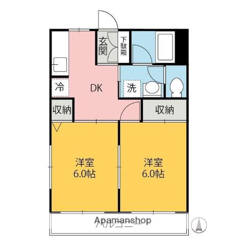 クレールハイツ(2DK/2階)の間取り写真