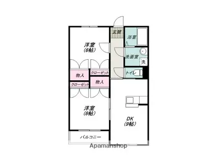 エムヴェール(2DK/1階)の間取り写真