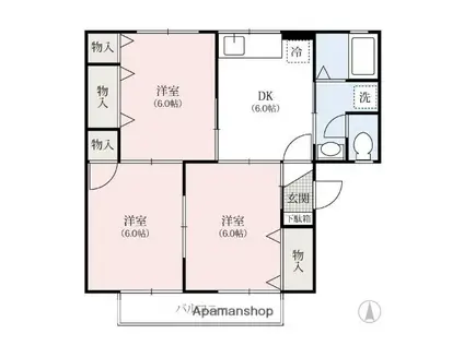 メゾンボヌールB(3DK/2階)の間取り写真
