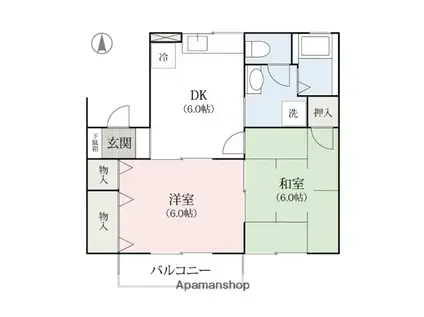 エリオッティ(2DK/1階)の間取り写真