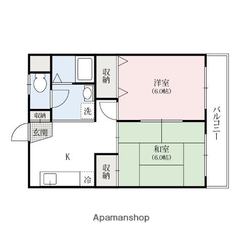 サンテラス植原2号棟(2DK/1階)の間取り写真