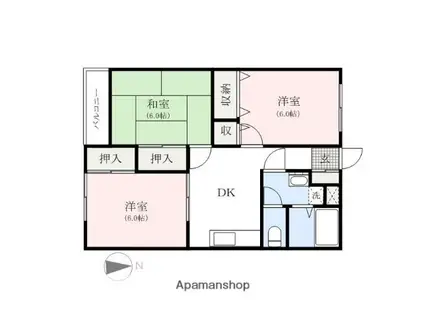 サマックス・クレセント(3DK/1階)の間取り写真