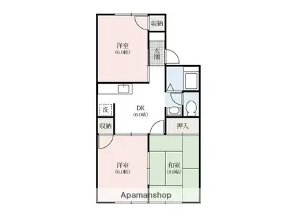 ハイツしずかB(3DK/2階)の間取り写真