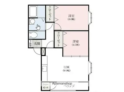 スペラーレ(2LDK/2階)の間取り写真