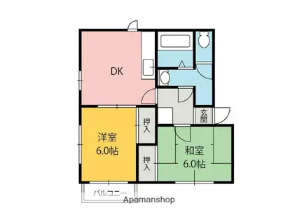 フォレスト(2DK/1階)の間取り写真