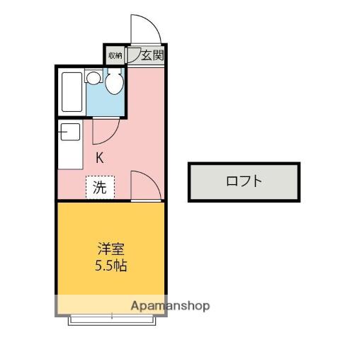 ベルピアドリーム上之手(1K/2階)の間取り写真