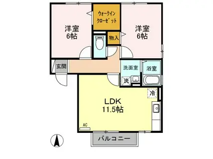 メゾンプレジールAB(2LDK/2階)の間取り写真