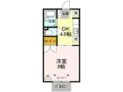 ジュネス山本(1DK/2階)の間取り写真