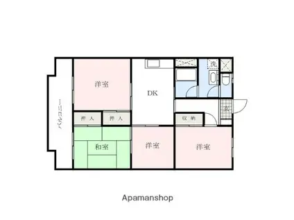 リバーサイドハイツ(4DK/5階)の間取り写真