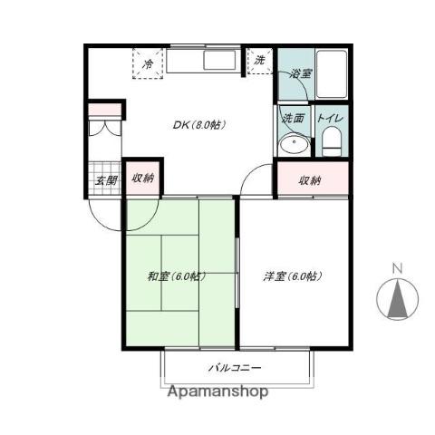 リバティB(2DK/1階)の間取り写真