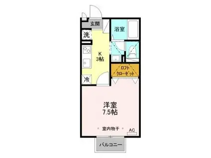 フローラハイツC(1K/1階)の間取り写真