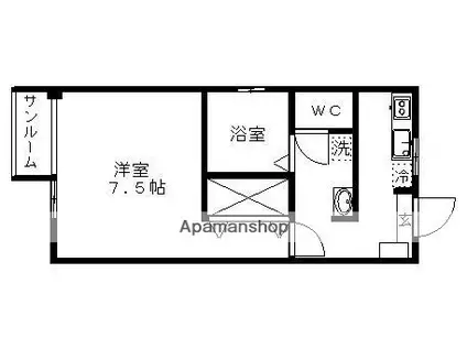 K.PLACE(1K/1階)の間取り写真