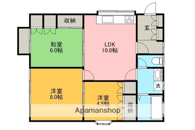 元田ハイツ(3LDK/1階)の間取り写真