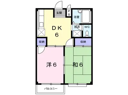 フェルド中居(2DK/1階)の間取り写真