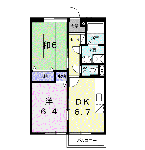 サンライズⅠ(2DK/2階)の間取り写真